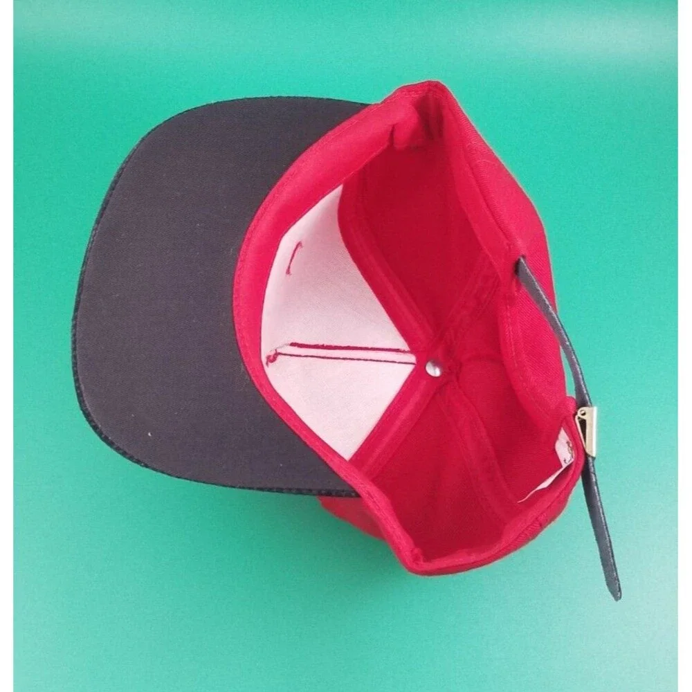 Firestone Leader in the Field Tractor  Hat Cap red Strapback made in USA Suede